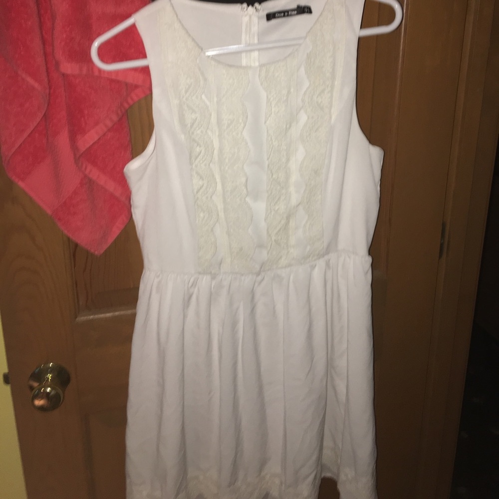 White Doe and Rae dress with lace accents