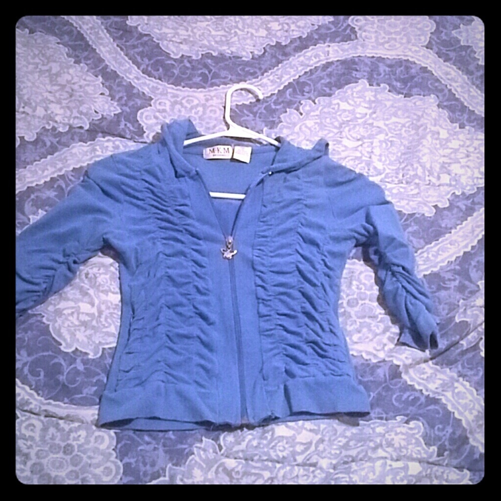 Blue scrunched zip up