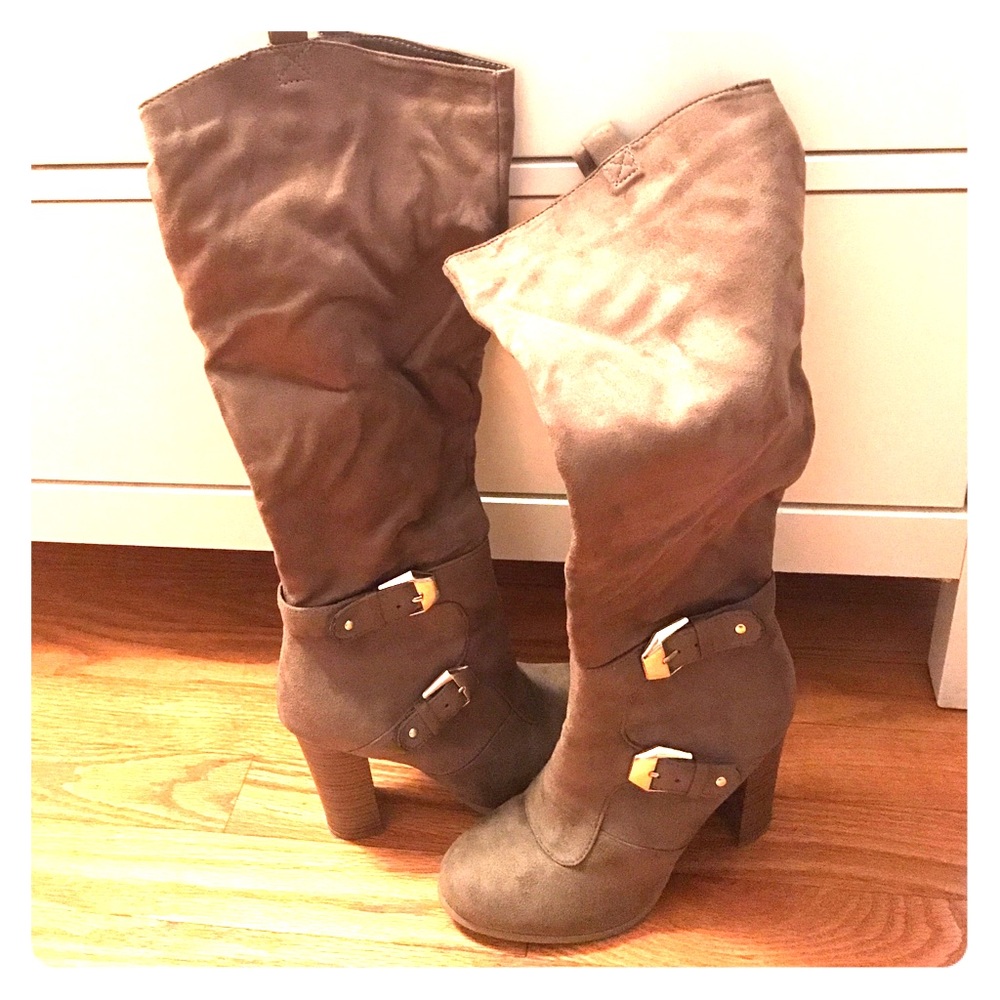 Suede high heel boots