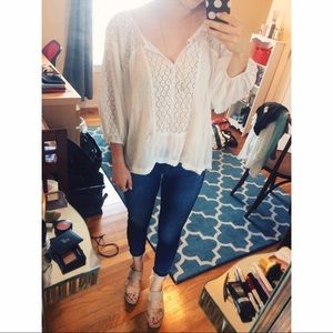 Free people white crochet peasant top