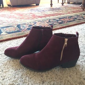 Red wine booties, size 8.5