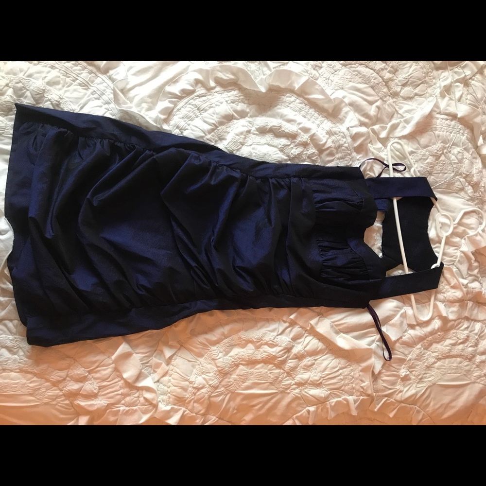 Navy Formal Bodycon Dress with Cute Back!