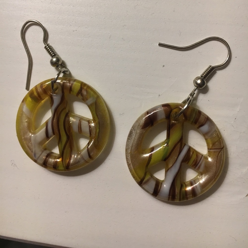 Venetian Glass peace sign earrings