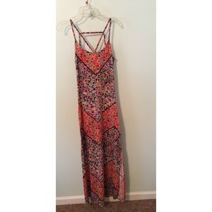 Pink floral/chevron maxi dress 👗