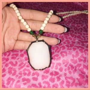 Beaded White Marble Rock Necklace