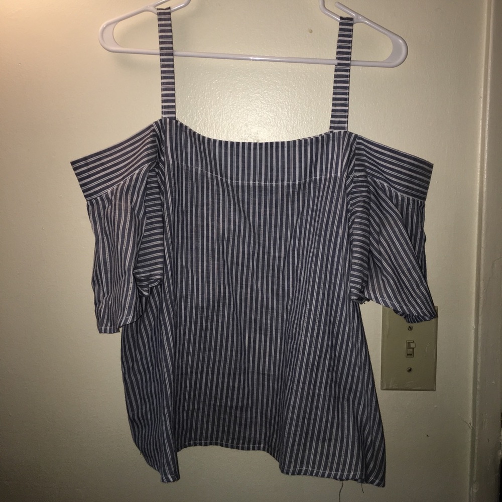 Blue and white stripe blouse