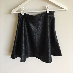 Black short Leather look skater mini skirt
