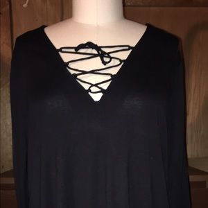 Lace up long sleeve shirt