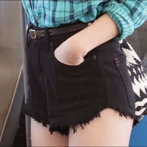 BDG Dolphin Rise High Waisted Cheeky Black Shorts