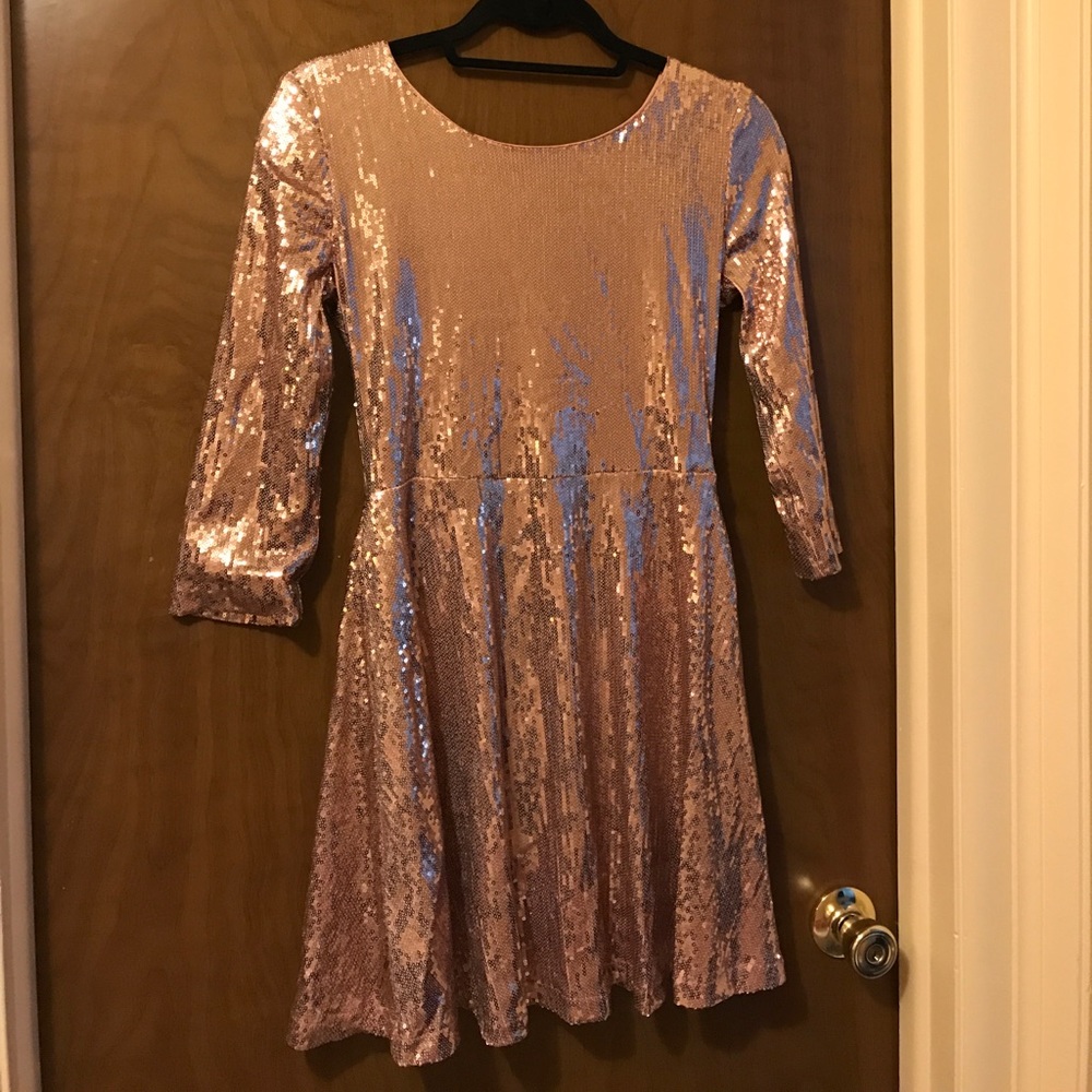 Rose Gold Sequin Swing Dress
