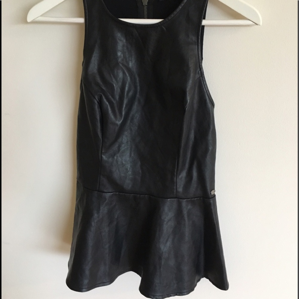 Guess Leather look peplum top