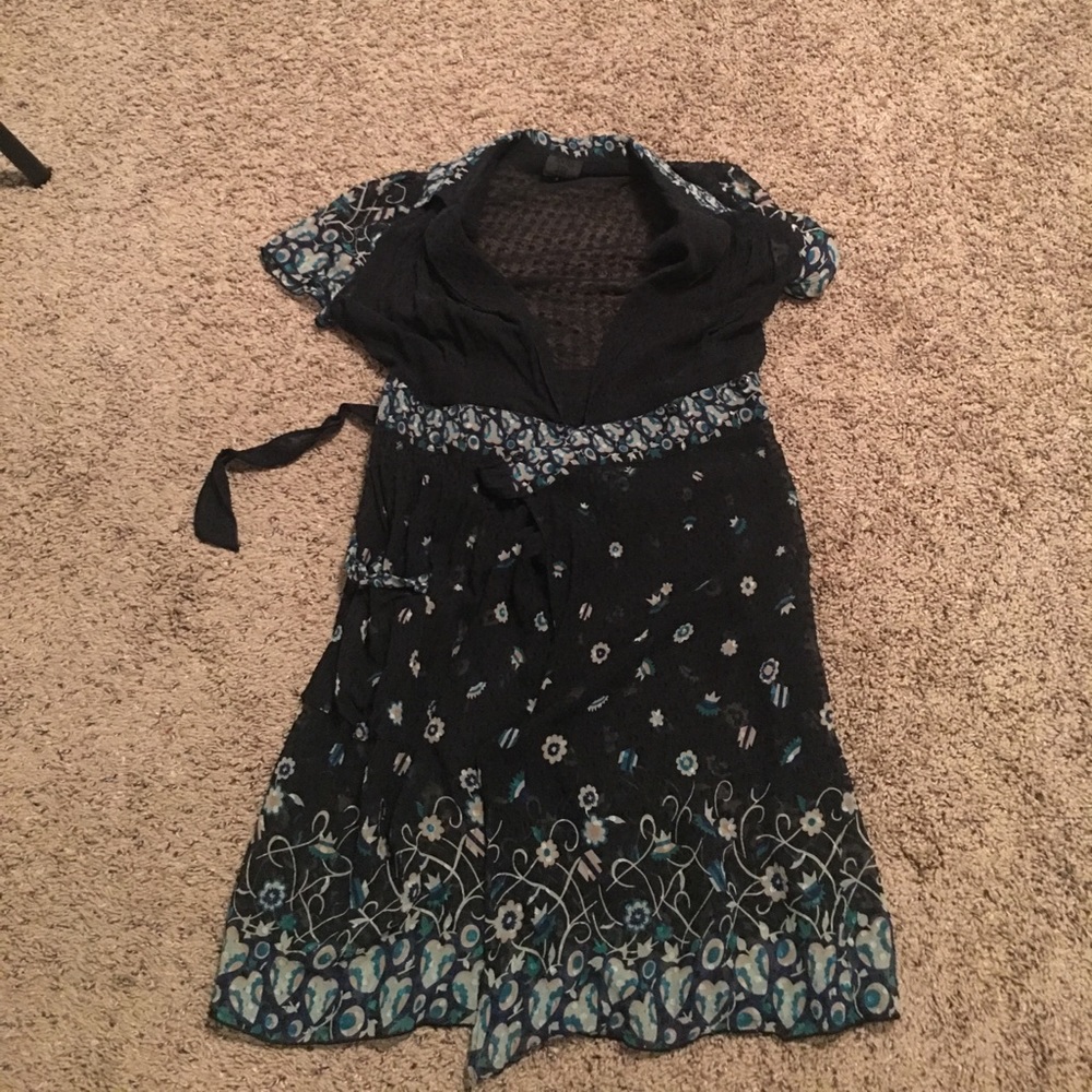 Anna Sui silk floral wrap dress. Size 4