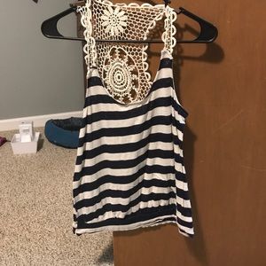 Lace back tank top