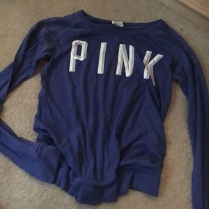VS blue long sleeve shirt with lace shoulders