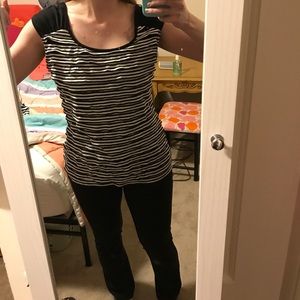 Size Large - Black and white striped frill tank