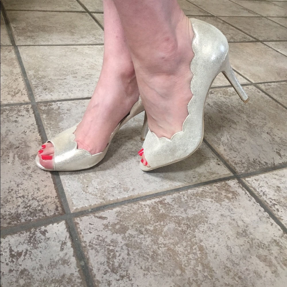 Never worn gold heels from David's Bridal.