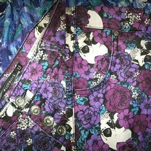 Purple flower and skull shorts
