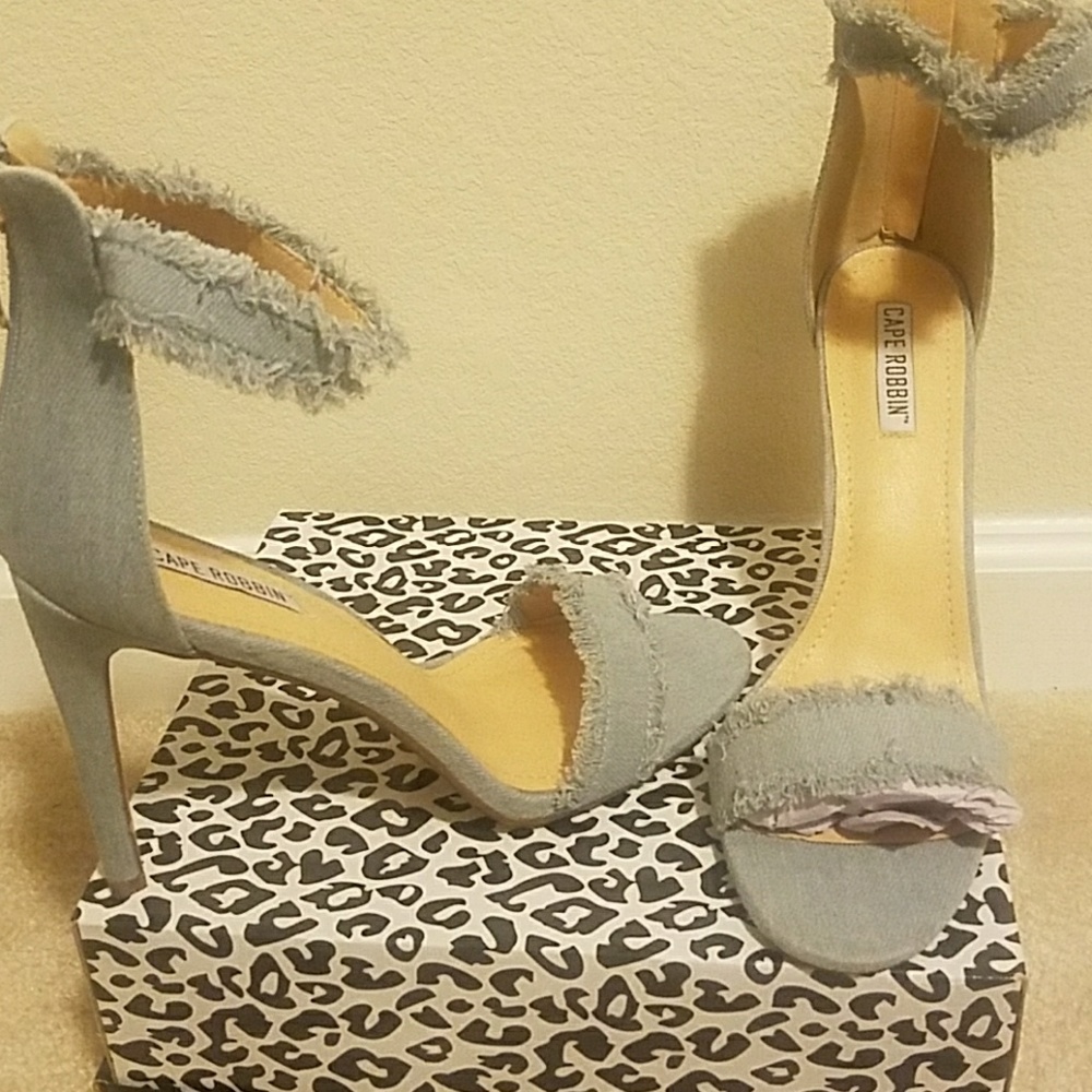 Light Denim Single Sole Heel Sandals