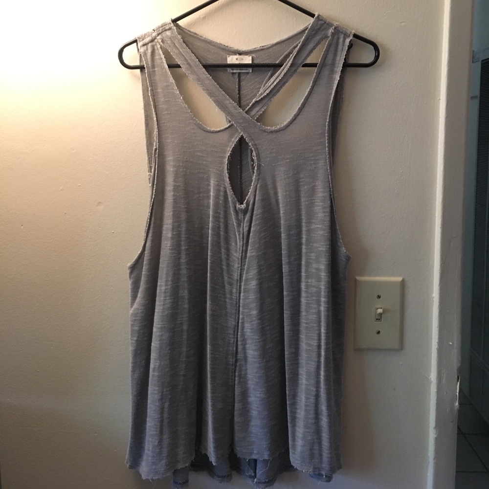 Gray tank with cut out