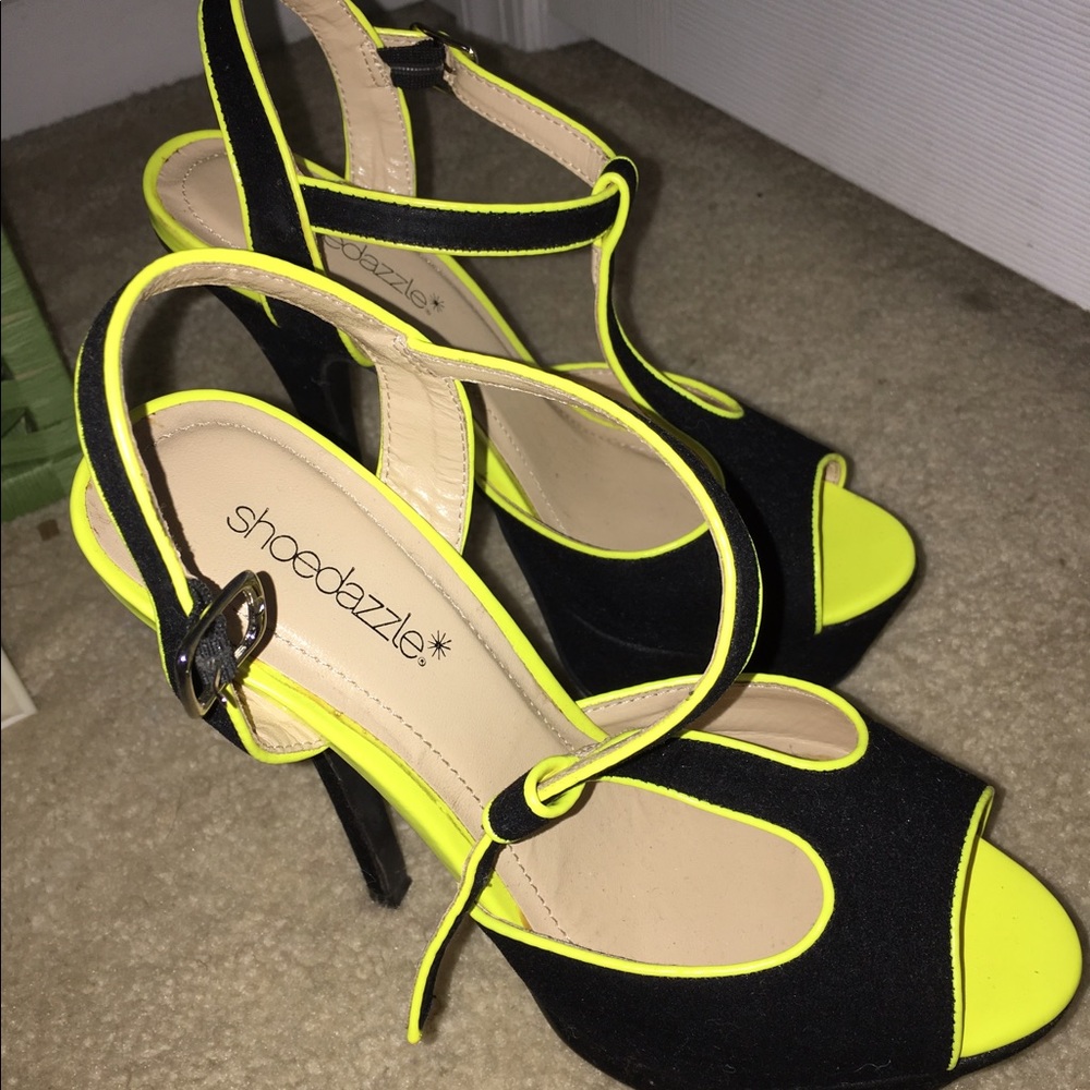Black and Neon Platform Heels