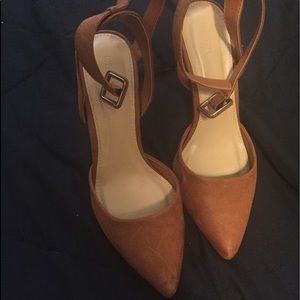 Sandy brown heels.