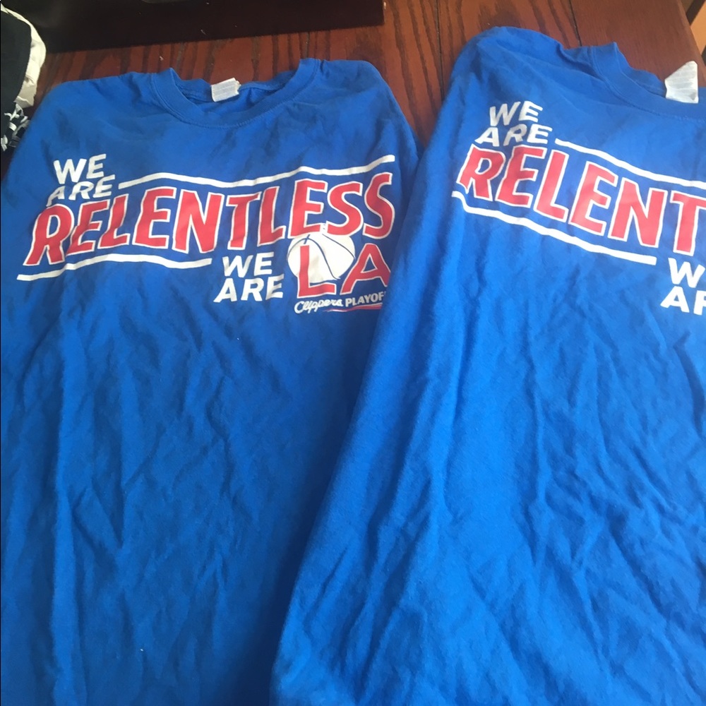 Duo of Clippers playoff Tshirts XL