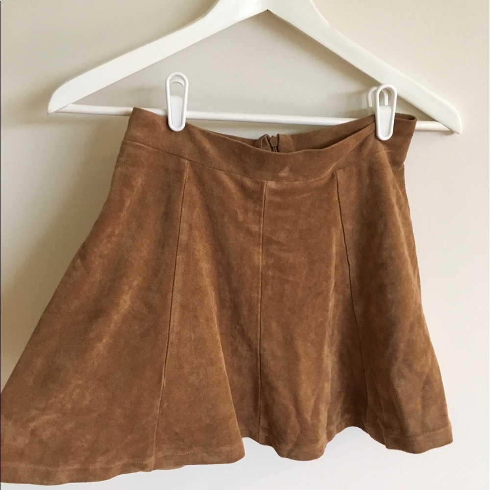 Tan Suede look short skater skirt