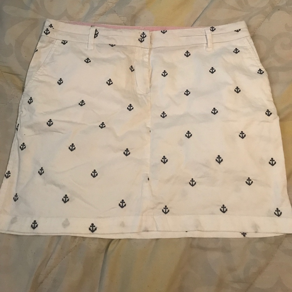British Khaki Nautical Anchor White Skirt