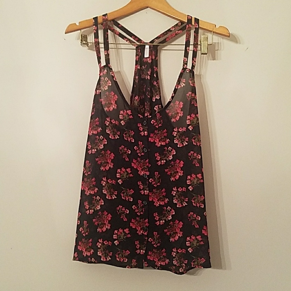 Xhilaration sheer double- spaghetti straps blouse