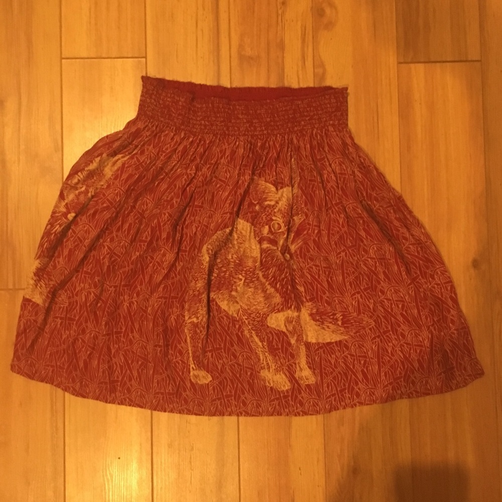 Maroon Fox Printed Mini Skirt