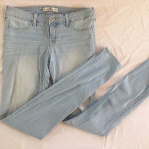 Hollister super skinny light wash jeans.