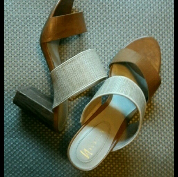 9.5 Camel Leather Burlap Heel - Picture 1 of 3