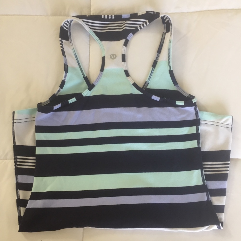 Lululemon blue and white stripe racerback tank top