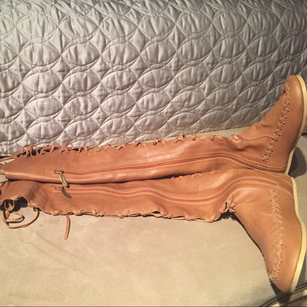Gypsy Dharma antique tan knee high boots