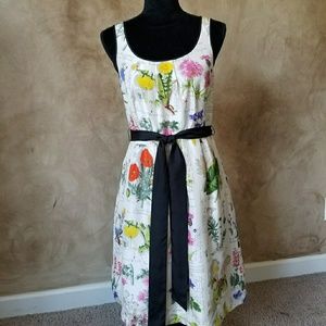 100% silk Anthropolgie floral tank midi dress