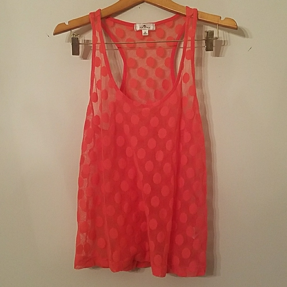 Iris Basic sheer mesh orange polka dot racerback