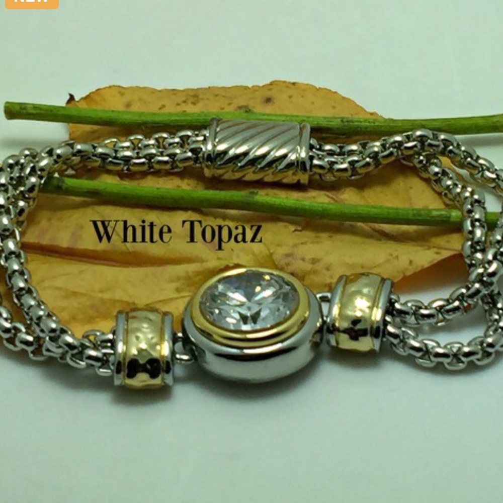 18k White & Yellow Gold Plated Magnetic  Bracelet