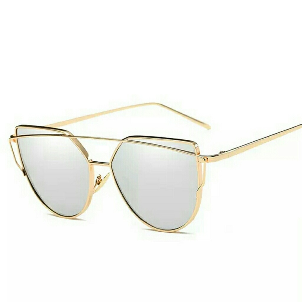 New Cat Eye Aviator Mirror Sunglasses Gold Silver