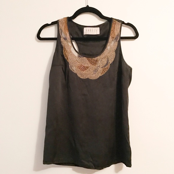Jodi Arnold black silk top with embellishment - Picture 1 of 5