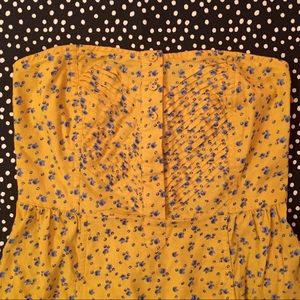 {Kimchi Blue} Yellow Floral Print Strapless Dress