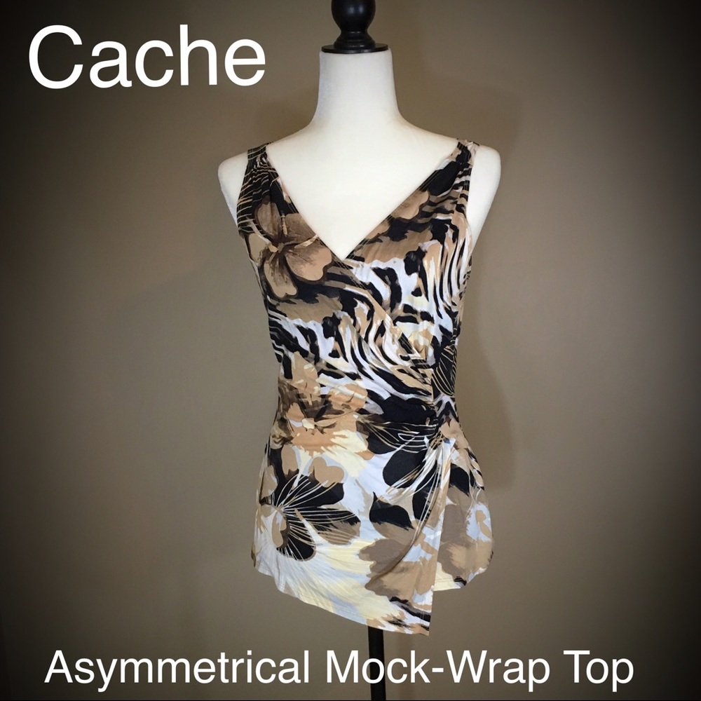 👜 CACHE Asymmetrical Mock Wrap Stretchy Top 👜