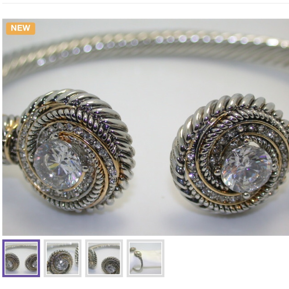 18k White & Yellow Gold Plated & Topaz Bracelet - Picture 1 of 4