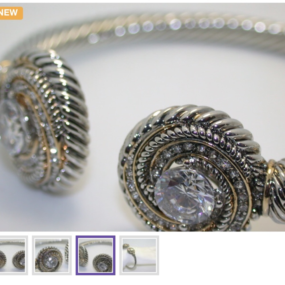 18k White & Yellow Gold Plated & Topaz Bracelet - Picture 4 of 4