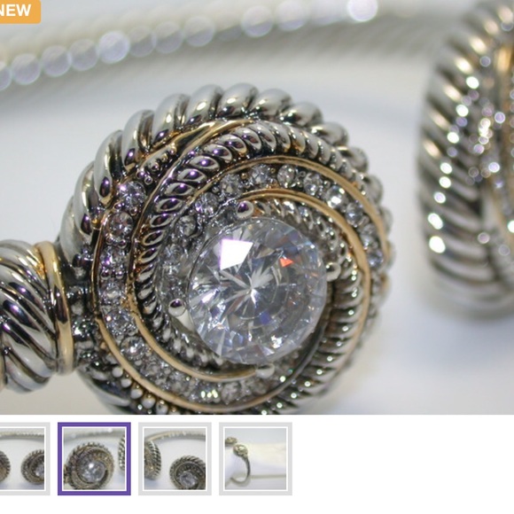 18k White & Yellow Gold Plated & Topaz Bracelet - Picture 3 of 4