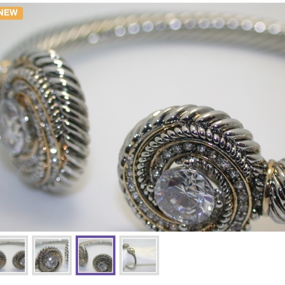 18k White & Yellow Gold Plated & Topaz Bracelet - Picture 4 of 4