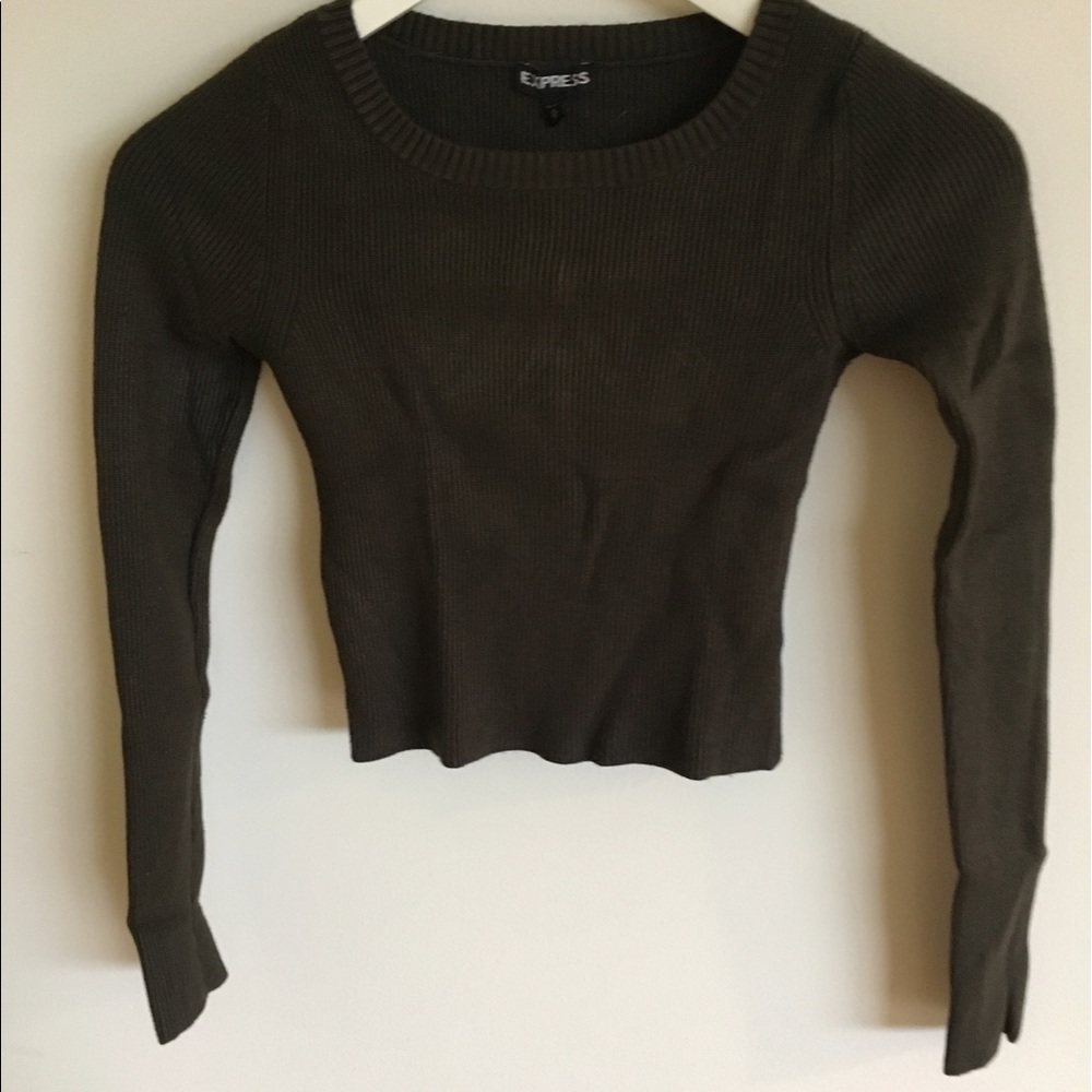Green Express crop top knitted sweater