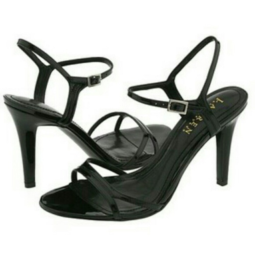 EUC Ralph Lauren Aela Black Patent Heels Sz 8.5