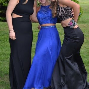 Two Piece Royal Blue Prom Dress