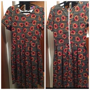 L Floral Black Stripe Lularoe Amelia *SOLD*