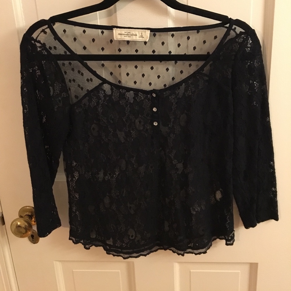 NWOT Abercrombie & Fitch Lace Navy Top